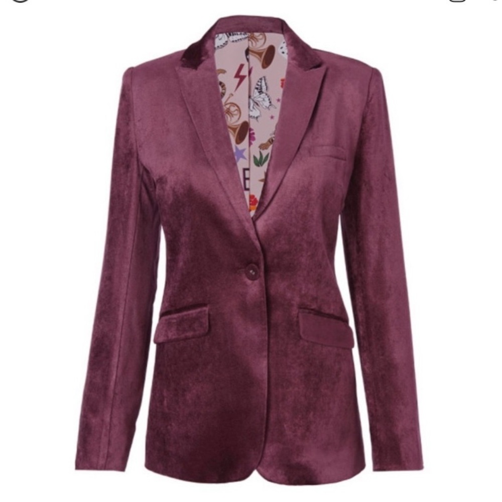 CAbi Velvet Blazer in Deep Plum Purple